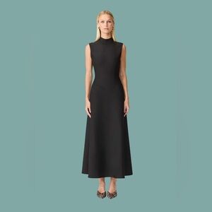 Mock Neck Sleeveless Black Maxi Dress